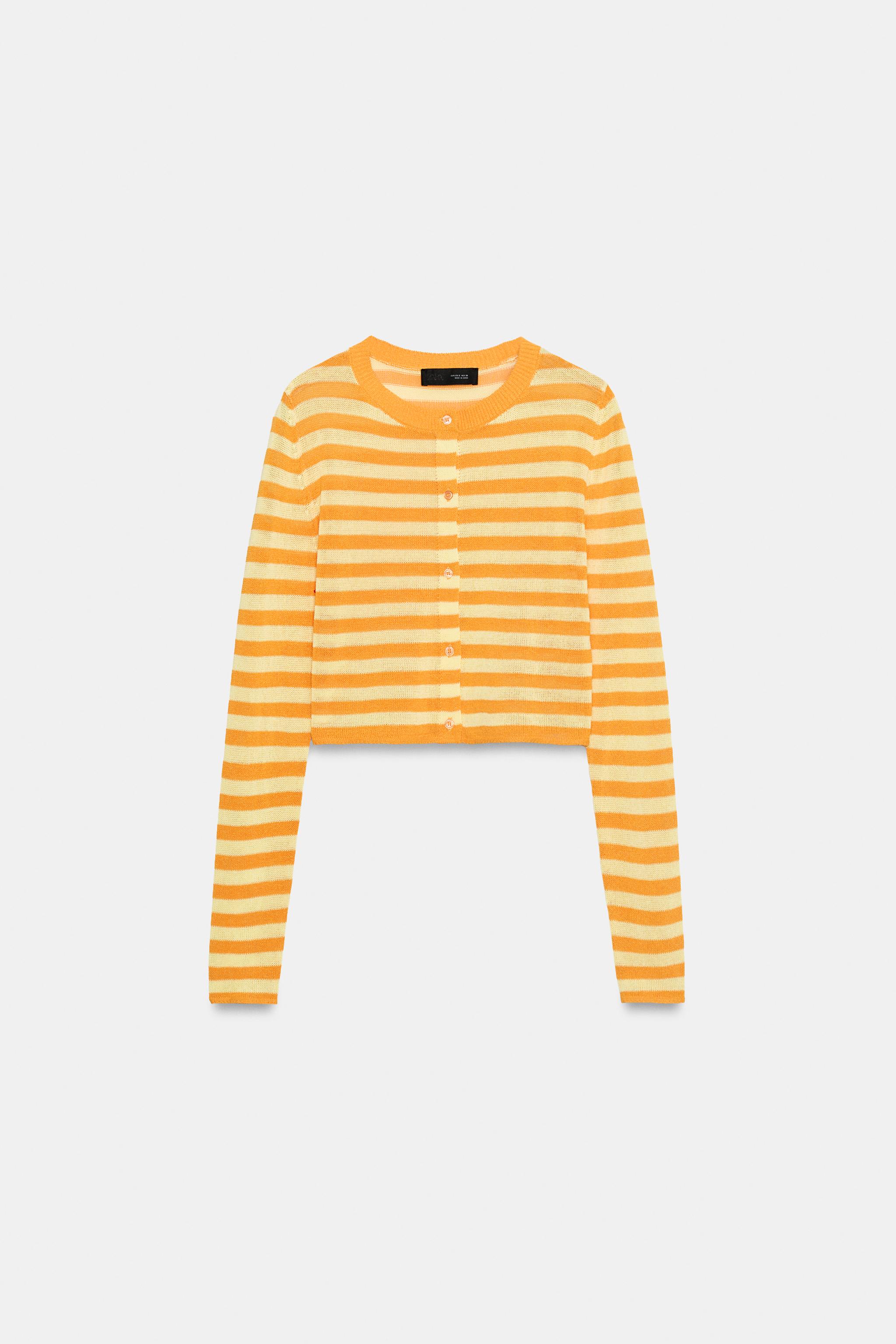 STRIPED CROPPED KNIT JACKET